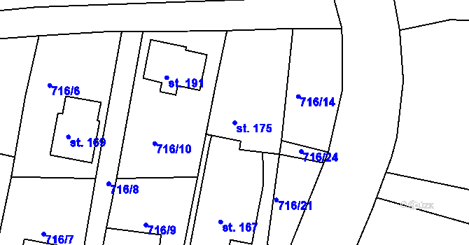 Parcela st. 175 v KÚ Chotyně, Katastrální mapa