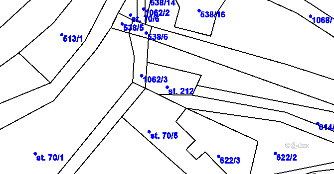 Parcela st. 212 v KÚ Chotyně, Katastrální mapa