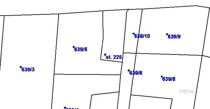 Parcela st. 225 v KÚ Chotyně, Katastrální mapa