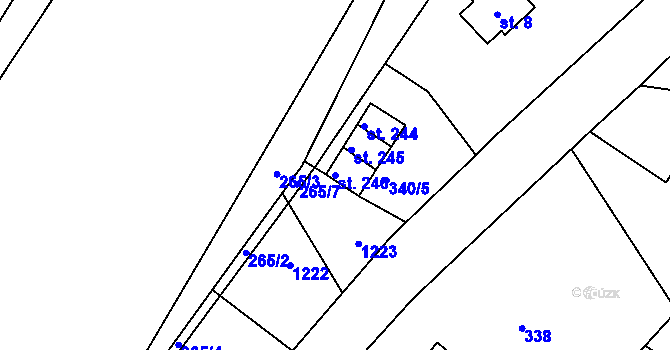 Parcela st. 246 v KÚ Chotyně, Katastrální mapa