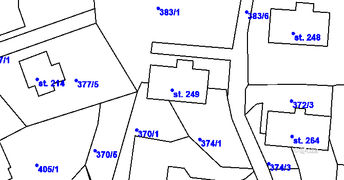 Parcela st. 249 v KÚ Chotyně, Katastrální mapa