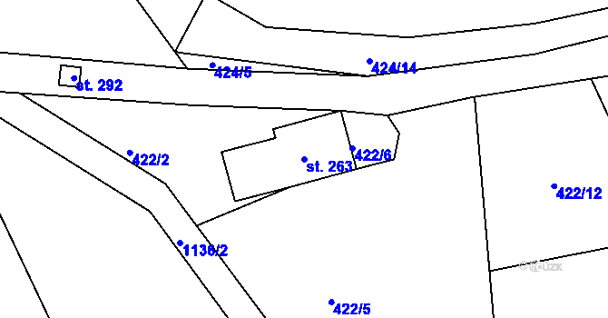 Parcela st. 263 v KÚ Chotyně, Katastrální mapa