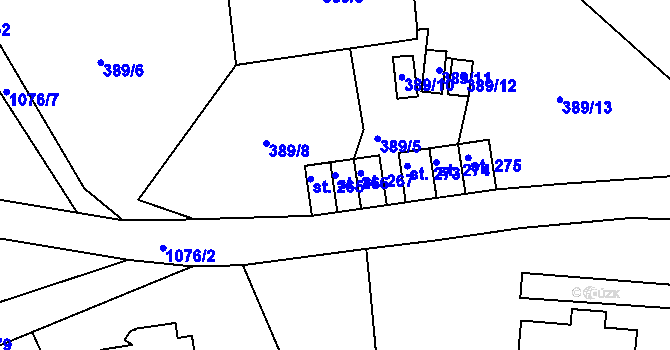 Parcela st. 266 v KÚ Chotyně, Katastrální mapa