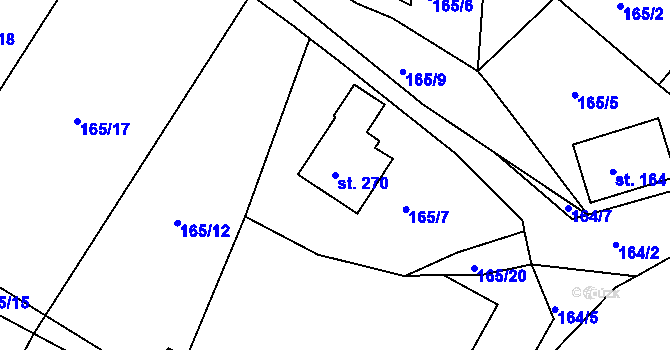 Parcela st. 270 v KÚ Chotyně, Katastrální mapa