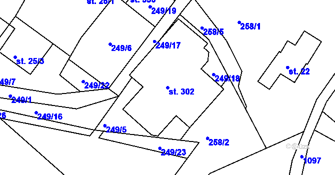 Parcela st. 302 v KÚ Chotyně, Katastrální mapa