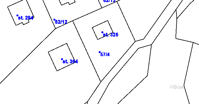 Parcela st. 57/4 v KÚ Chotyně, Katastrální mapa