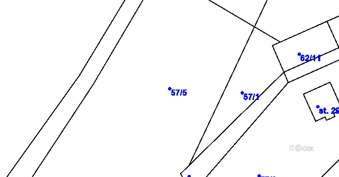 Parcela st. 57/5 v KÚ Chotyně, Katastrální mapa