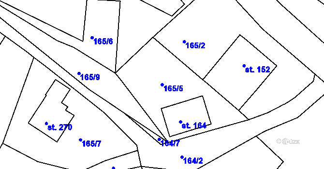 Parcela st. 165/5 v KÚ Chotyně, Katastrální mapa
