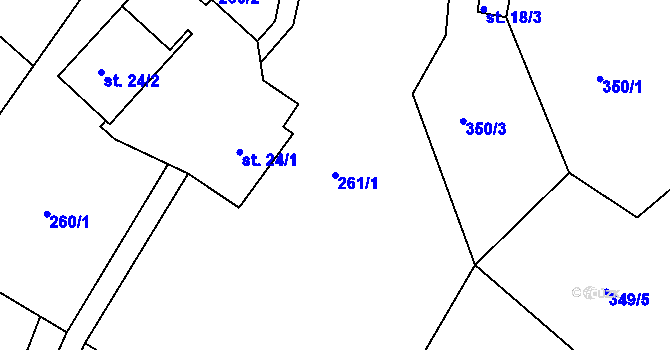 Parcela st. 261/1 v KÚ Chotyně, Katastrální mapa