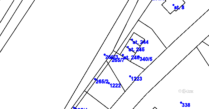 Parcela st. 265/3 v KÚ Chotyně, Katastrální mapa