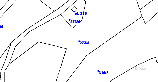 Parcela st. 273/5 v KÚ Chotyně, Katastrální mapa