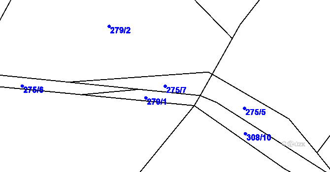 Parcela st. 275/7 v KÚ Chotyně, Katastrální mapa