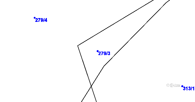 Parcela st. 279/3 v KÚ Chotyně, Katastrální mapa