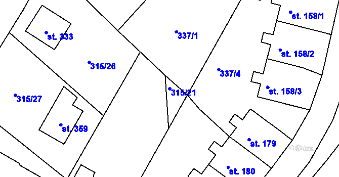 Parcela st. 315/21 v KÚ Chotyně, Katastrální mapa