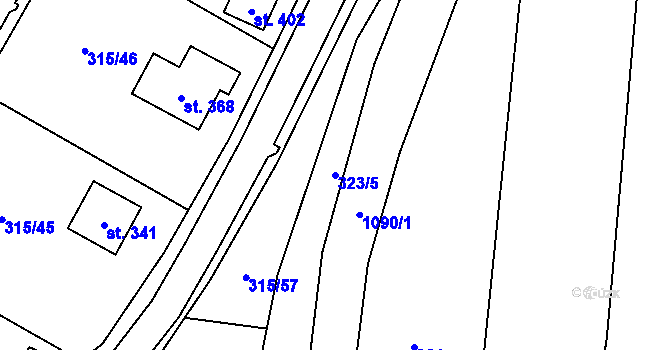Parcela st. 323/5 v KÚ Chotyně, Katastrální mapa