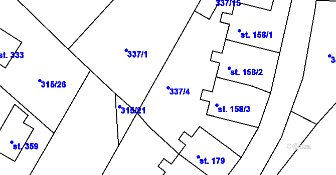 Parcela st. 337/4 v KÚ Chotyně, Katastrální mapa