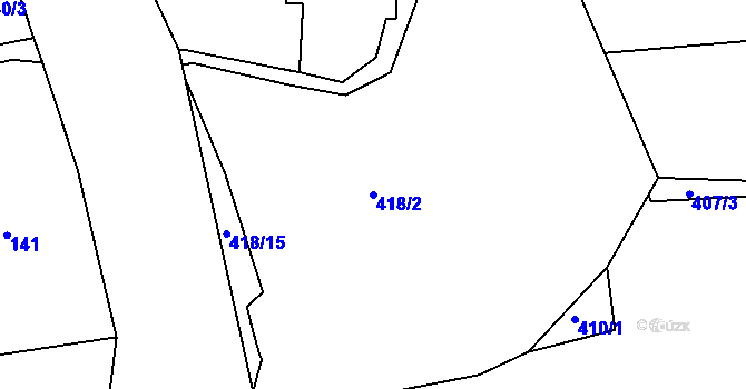 Parcela st. 418/2 v KÚ Chotyně, Katastrální mapa