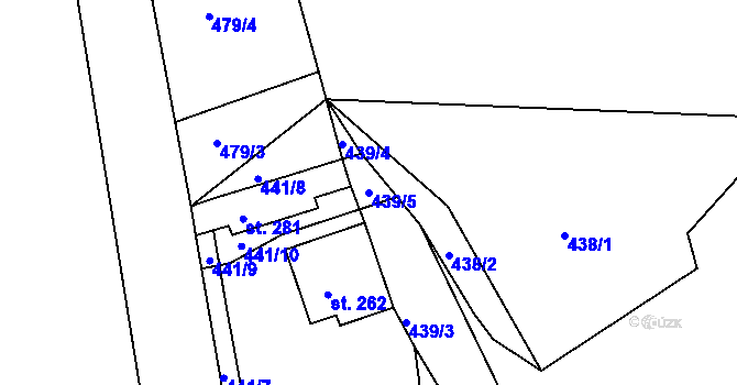 Parcela st. 439/5 v KÚ Chotyně, Katastrální mapa