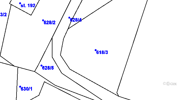 Parcela st. 618/3 v KÚ Chotyně, Katastrální mapa