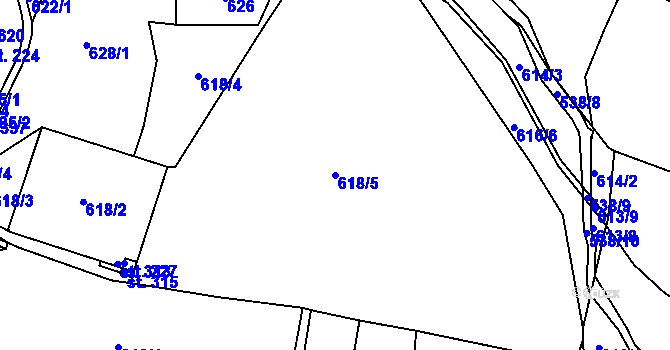 Parcela st. 618/5 v KÚ Chotyně, Katastrální mapa