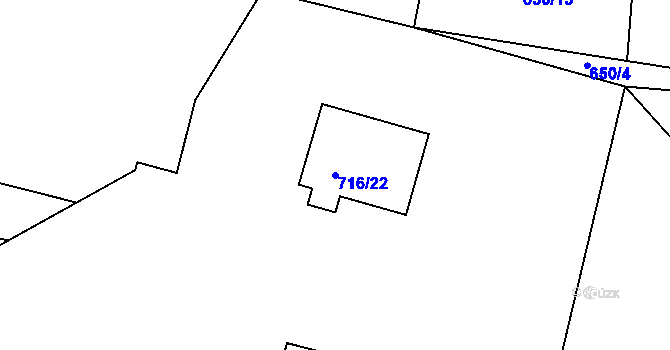 Parcela st. 716/22 v KÚ Chotyně, Katastrální mapa