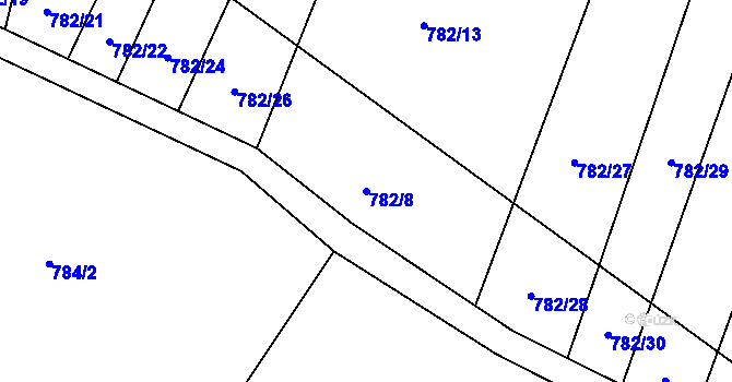 Parcela st. 782/8 v KÚ Chotyně, Katastrální mapa