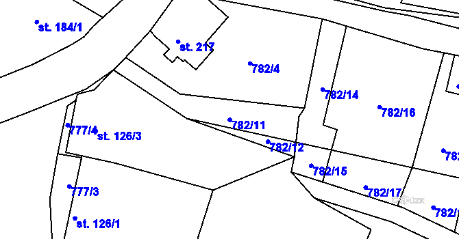 Parcela st. 782/11 v KÚ Chotyně, Katastrální mapa