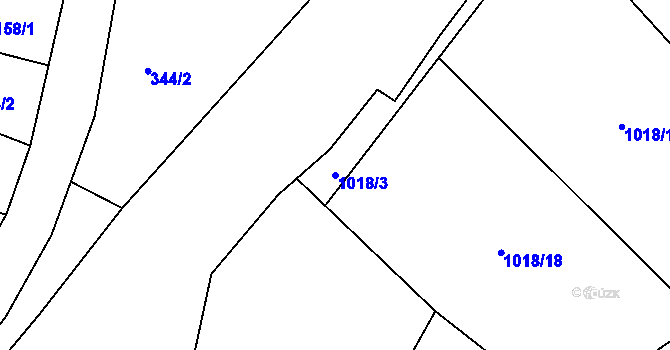 Parcela st. 1018/3 v KÚ Chotyně, Katastrální mapa