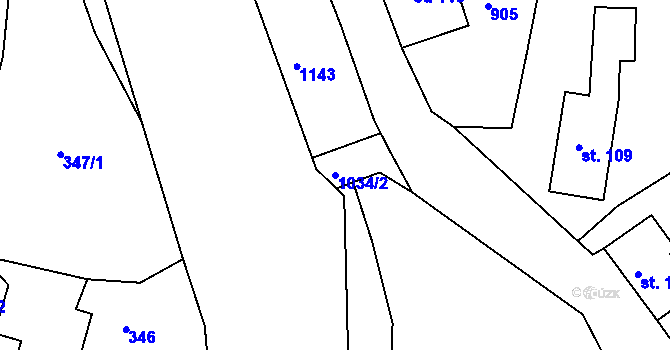 Parcela st. 1034/2 v KÚ Chotyně, Katastrální mapa