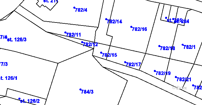 Parcela st. 782/15 v KÚ Chotyně, Katastrální mapa