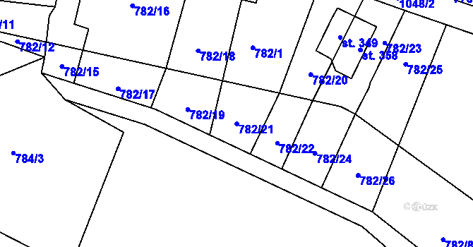 Parcela st. 782/21 v KÚ Chotyně, Katastrální mapa