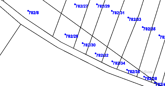 Parcela st. 782/30 v KÚ Chotyně, Katastrální mapa