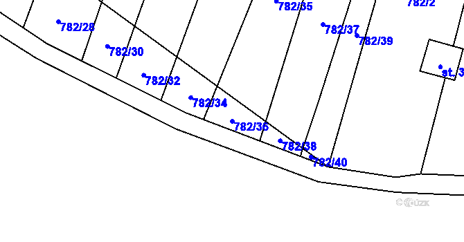 Parcela st. 782/36 v KÚ Chotyně, Katastrální mapa