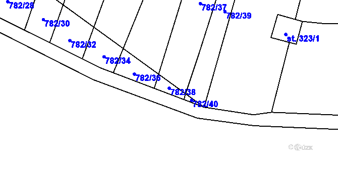 Parcela st. 782/38 v KÚ Chotyně, Katastrální mapa