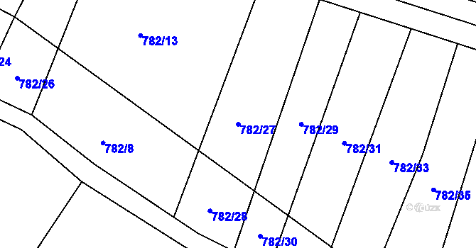 Parcela st. 782/27 v KÚ Chotyně, Katastrální mapa