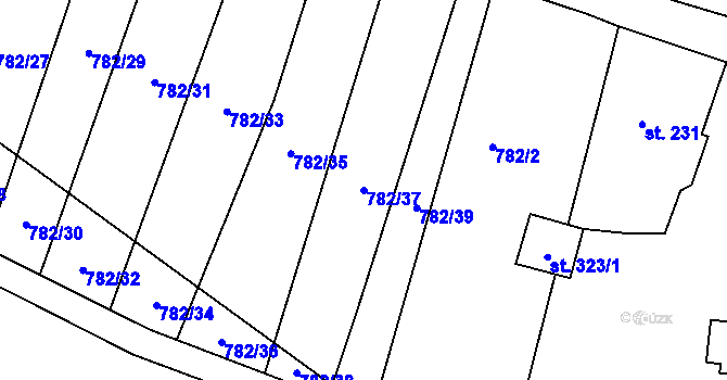 Parcela st. 782/37 v KÚ Chotyně, Katastrální mapa