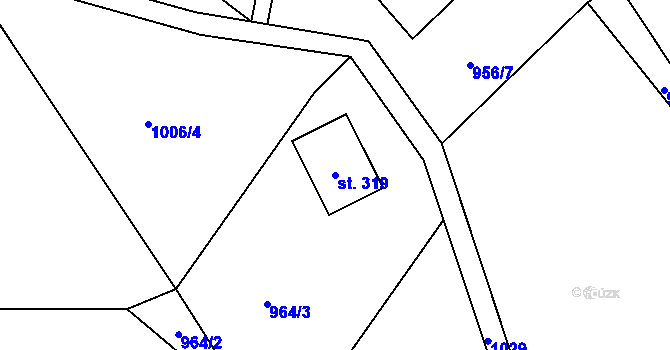 Parcela st. 319 v KÚ Chotyně, Katastrální mapa
