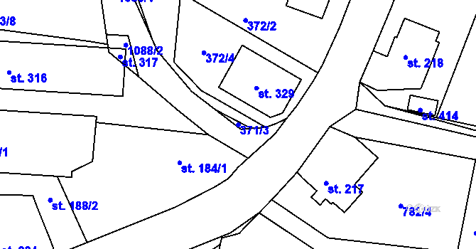 Parcela st. 371/3 v KÚ Chotyně, Katastrální mapa