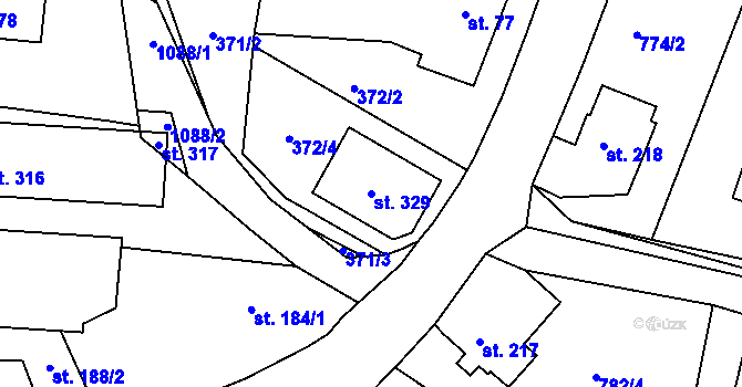 Parcela st. 329 v KÚ Chotyně, Katastrální mapa