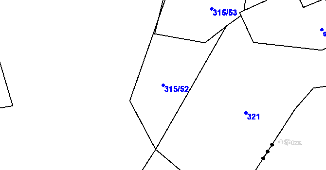 Parcela st. 315/52 v KÚ Chotyně, Katastrální mapa