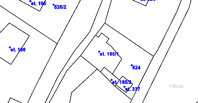 Parcela st. 185/1 v KÚ Chotyně, Katastrální mapa