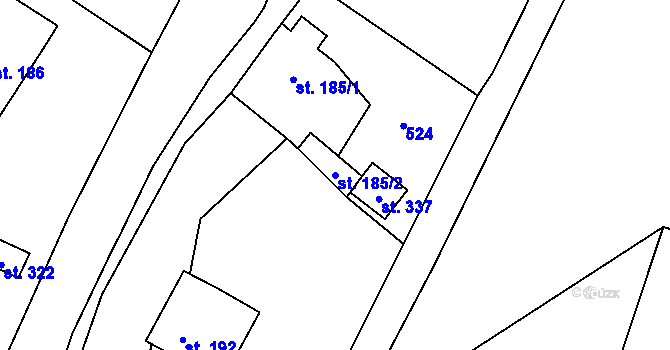 Parcela st. 185/2 v KÚ Chotyně, Katastrální mapa