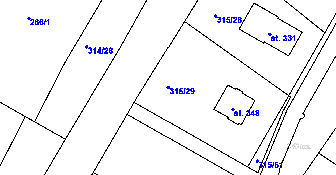 Parcela st. 315/29 v KÚ Chotyně, Katastrální mapa