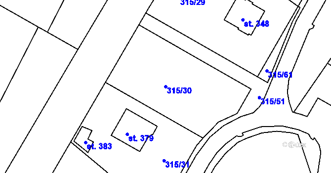 Parcela st. 315/30 v KÚ Chotyně, Katastrální mapa
