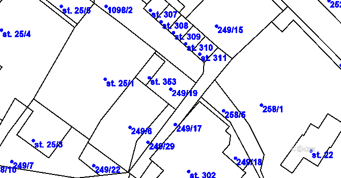 Parcela st. 249/19 v KÚ Chotyně, Katastrální mapa