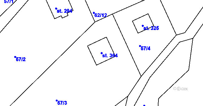 Parcela st. 364 v KÚ Chotyně, Katastrální mapa