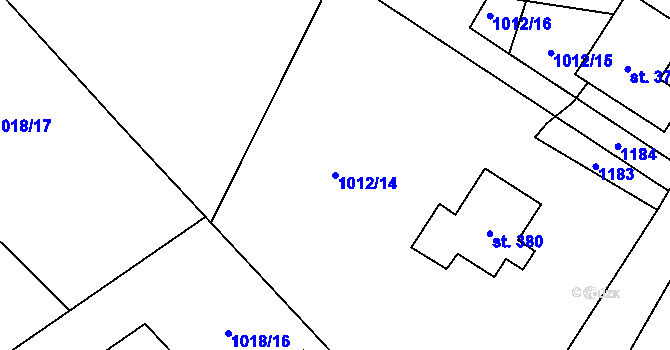 Parcela st. 1012/14 v KÚ Chotyně, Katastrální mapa