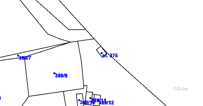 Parcela st. 375 v KÚ Chotyně, Katastrální mapa
