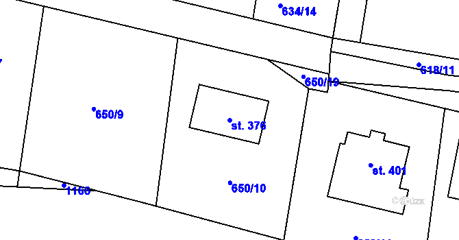 Parcela st. 376 v KÚ Chotyně, Katastrální mapa