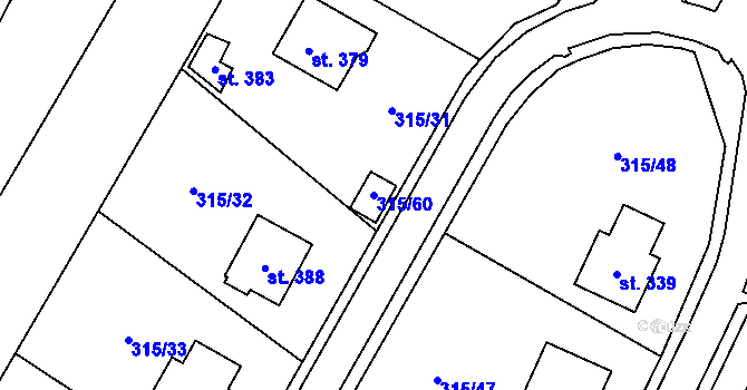 Parcela st. 315/60 v KÚ Chotyně, Katastrální mapa